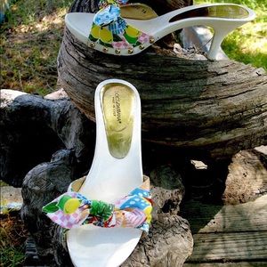 VINTAGE 80s DOLCE & GABBANA FLORAL CHA CHA HEELS